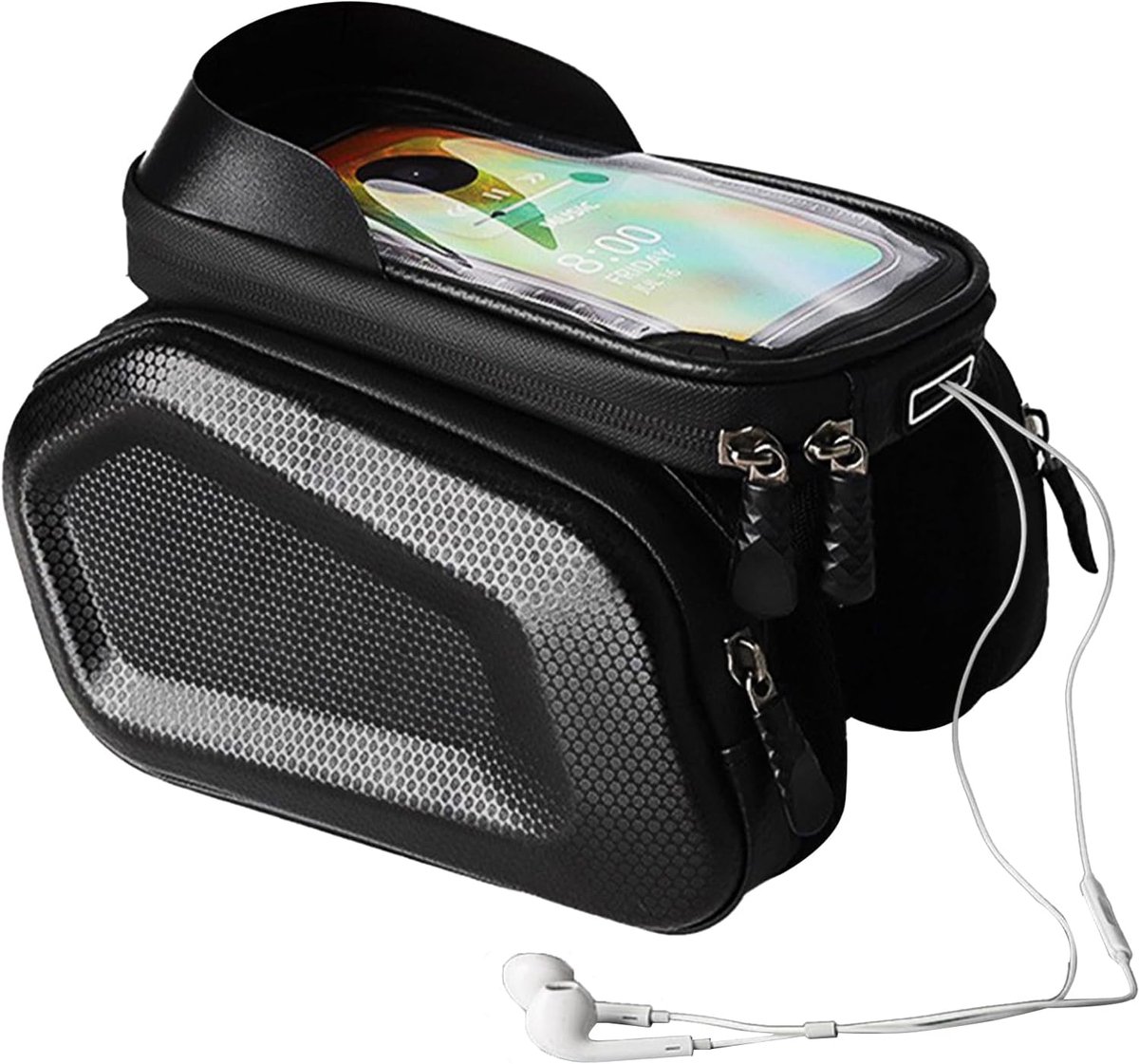 Fietstas Telefoonhouder - Waterdichte Tas - Fietsen Opbergen - Transparant Touchscreen - Tot 6.5 Inch - Zwart