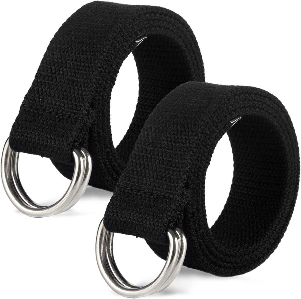 SKHAOVS 2 Pieces Men's Canvas Belt, Holeless Belt, Adjustable Fabric Belt, Work Belt, Double D Ring Strap, Casual - ShopVlot