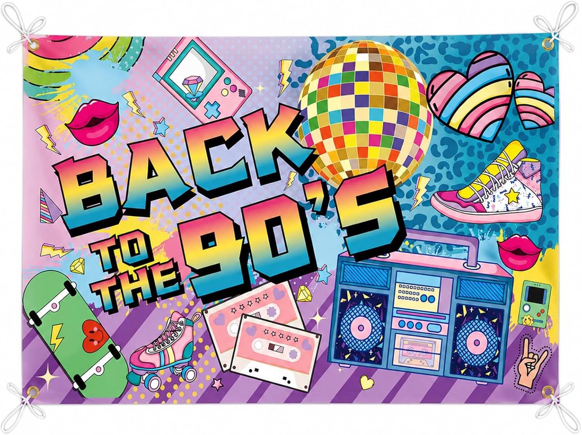 Back to 90s Party Decorations,Large Back To The 90's Banner for 90s Party Decoration,90s Retro Indoor Home Decoration - ShopVlot