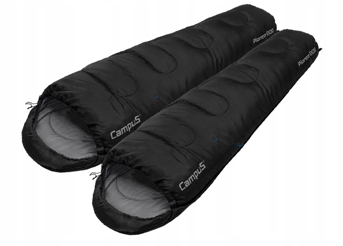 Set van 2 Mummie Slaapzakken - Verbindbaar - Zwart - 200cm