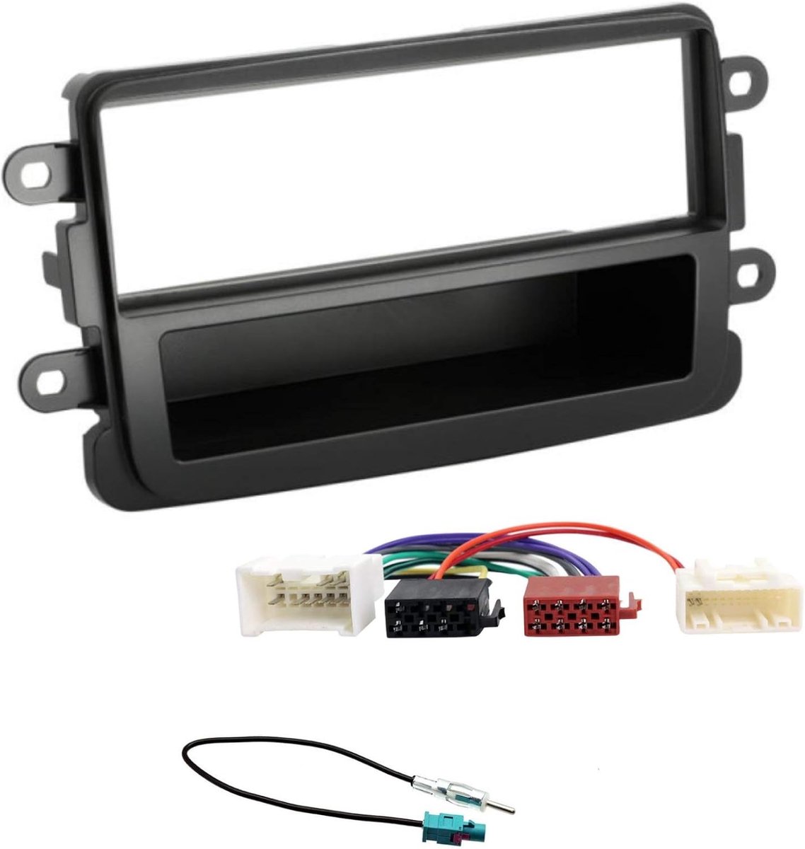 Sound-way 1 DIN Radio Panel Frame Car Radio, Antenna Adapter, ISO Connection Cable, Support for Dacia Duster, Sandero - ShopVlot