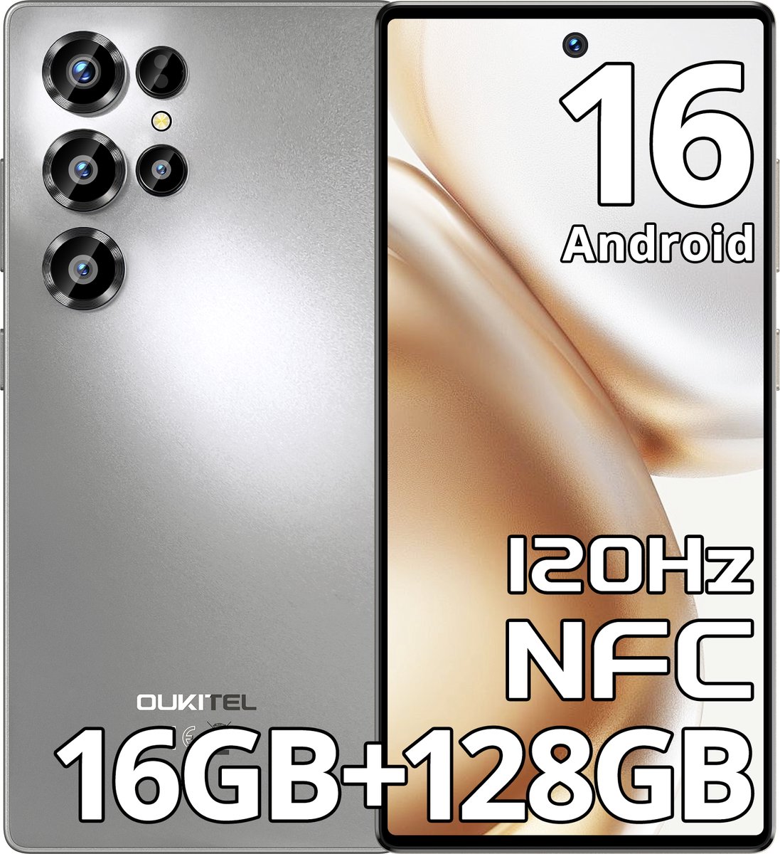 OUKITEL C66 Smartphone 4G-16 RAM-128ROM-6.73 inch HD 120HZ-5000 mAh-64MP camera-Android16