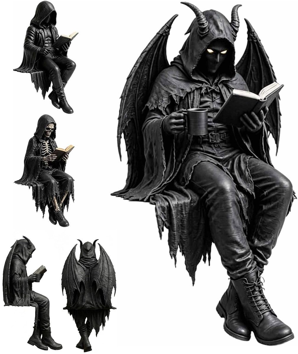 Casalora® Halloween Skelet Beeld 16cm – Gothic Grim Reaper Resin Standbeeld – Dark Fantasy Decoratie voor Boekenkast, Bureau, Altaar en Halloween Decoratie