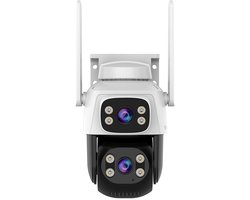 Beveiligingscamera Buiten - Dubbele Lens WiFi Camera met 360° PTZ Draaifunctie - IP66 Waterdichte Buitencamera met Nachtzicht, AI Bewegingsdetectie en Tweeweg Audio - Voor Tuin en Huis