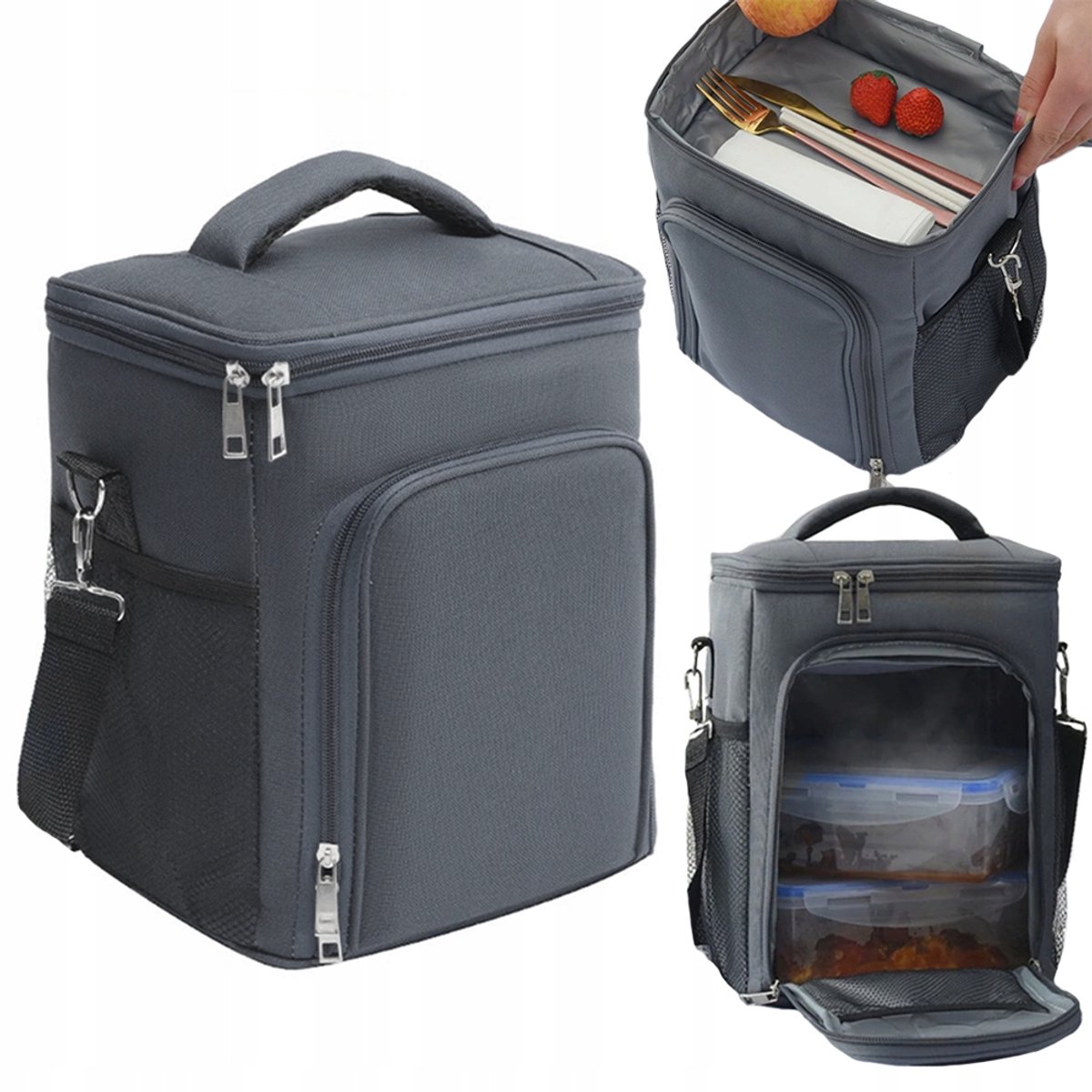 Isolerende Picnic Koeltas Strandtas Lunchbox 12L Grijs