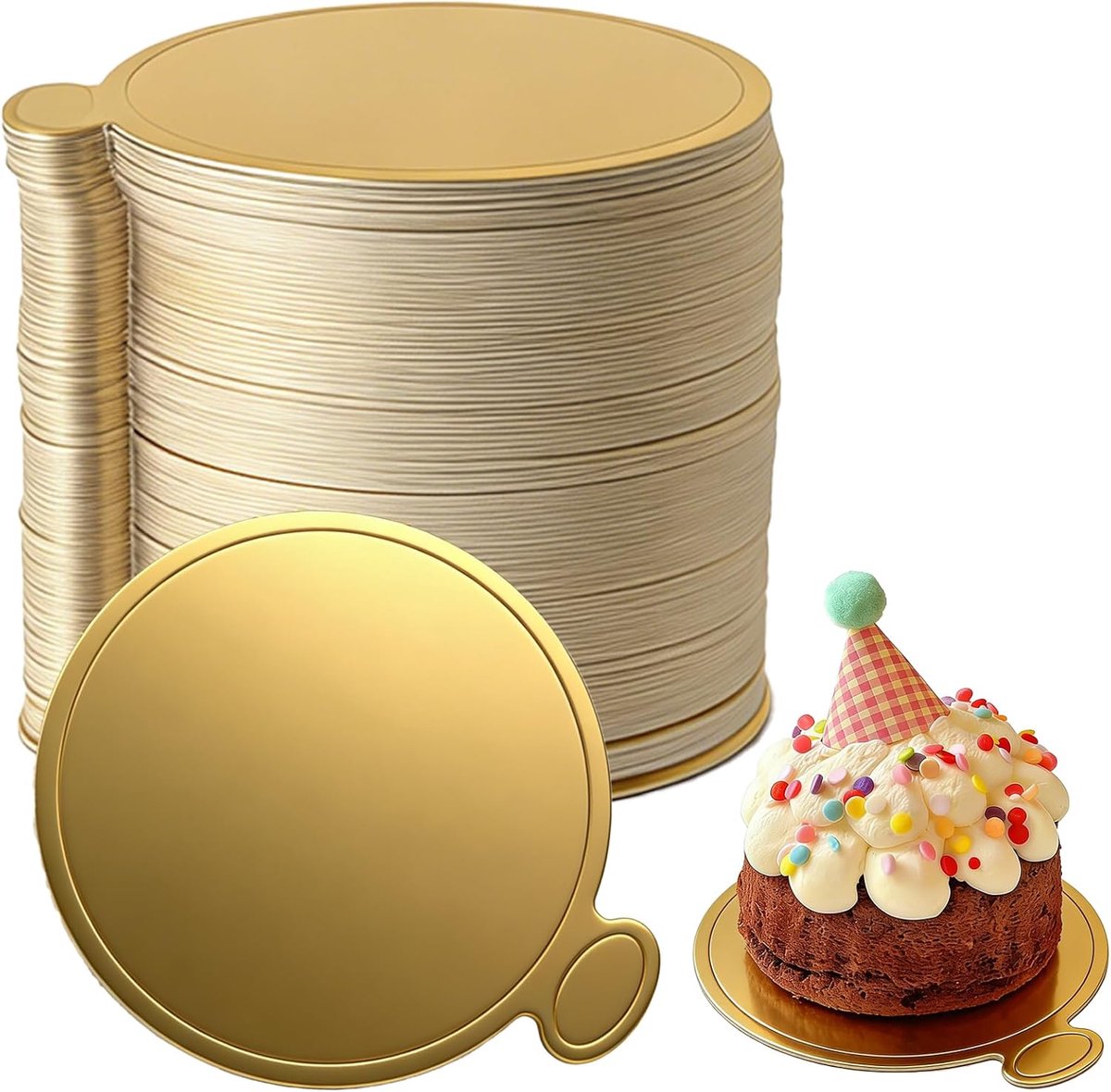 Zephyra 100 Pieces 9cm Round Cake Bases – Disposable Cardboard Cake Coasters – Bowls for Mousse, Desserts and Pastries - ShopVlot