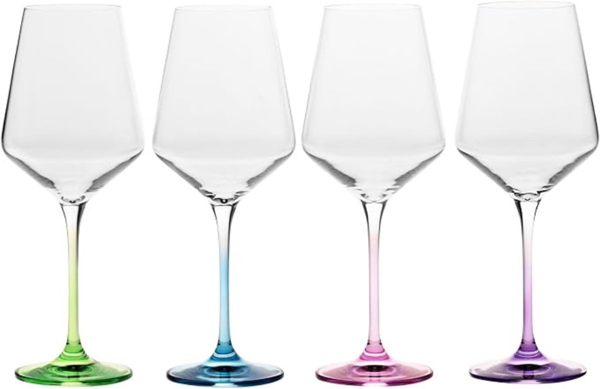 Verte Wijnglazen Set - Witte Wijnglazen - Bruiloftscadeau - Kristal - Loodvrij Glas - Duurzaam - Krasbestendig - Cadeautip - Vaatwasmachinebestendig - Set van 4 Glazen – 450 ml