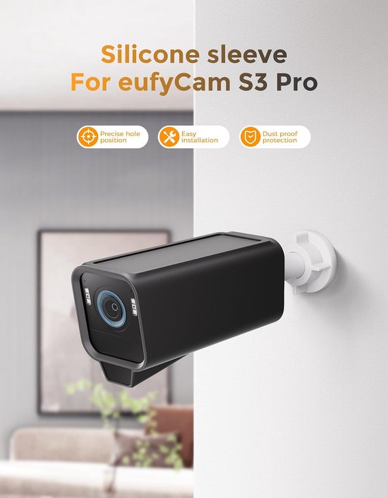 2 Stuks Camera siliconen beschermhoes - bewakingscamera beschermhoes - Beschermhoes Geschikt voor Eufy Security eufyCam S3 Pro - zachte siliconen hoes - beveiligingscamera beschermhoes - Weerbestendige siliconen behuizing - Zwart — afbeelding 2
