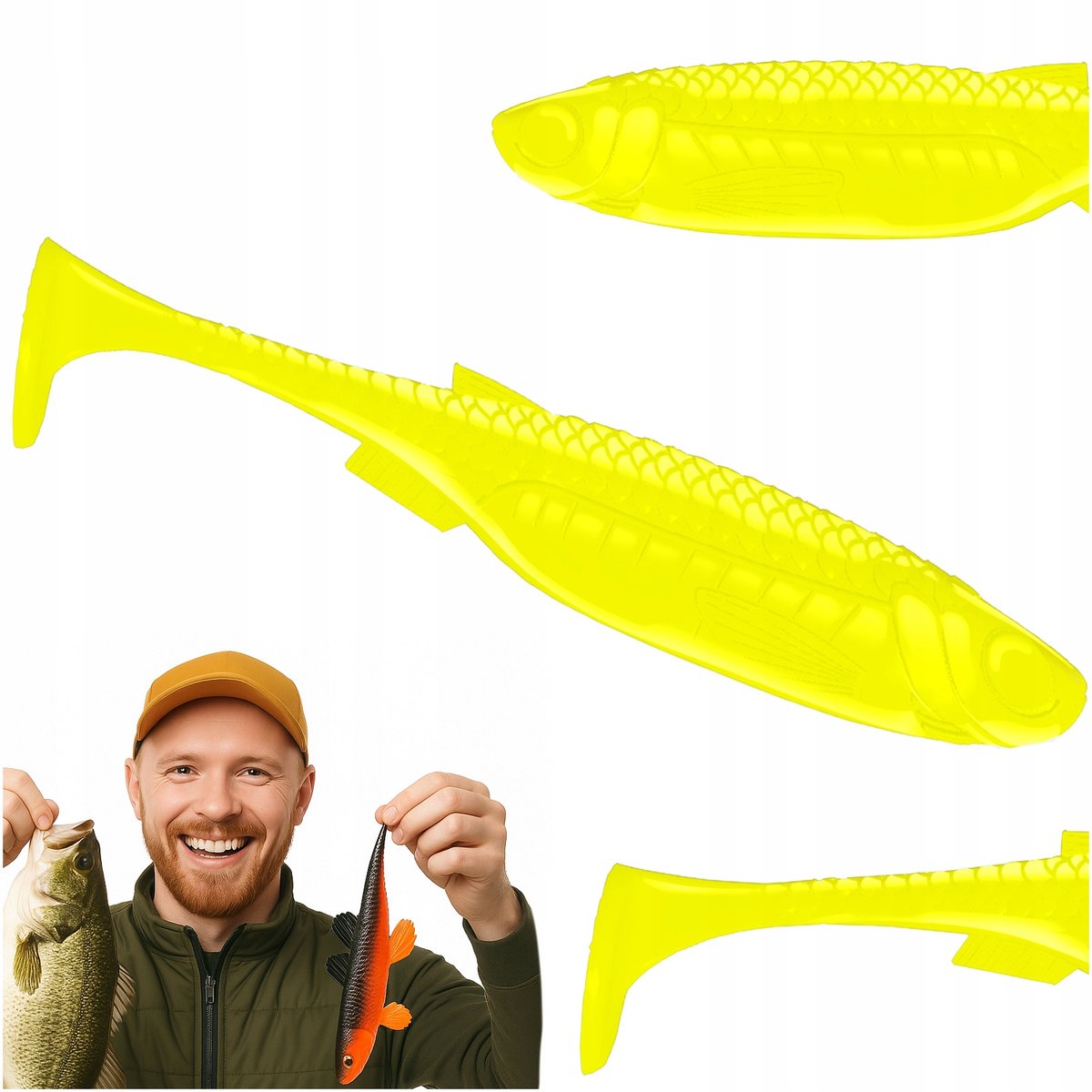 Libra Kunstaas Kraken Shad 5cm Gummi Aas - 10 stuks Hot Yellow