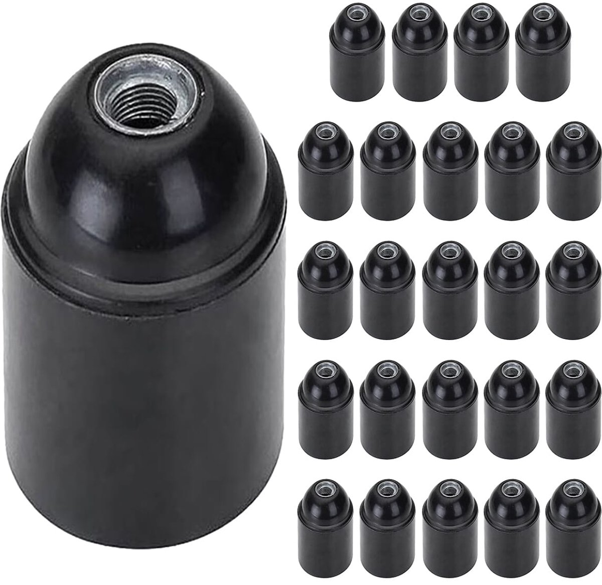 VITO Lamphouder E27 Bakeliet - Schroefdraad - Zwart - E27 fitting - 25 stuks