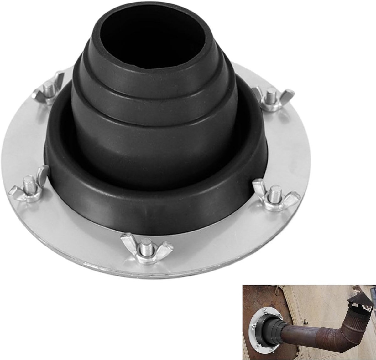 Stookpijp Sleeve 45-85mm - Hittebestendige silicone - Metaal basis - Ideaal voor tentkachels - ShopVlot