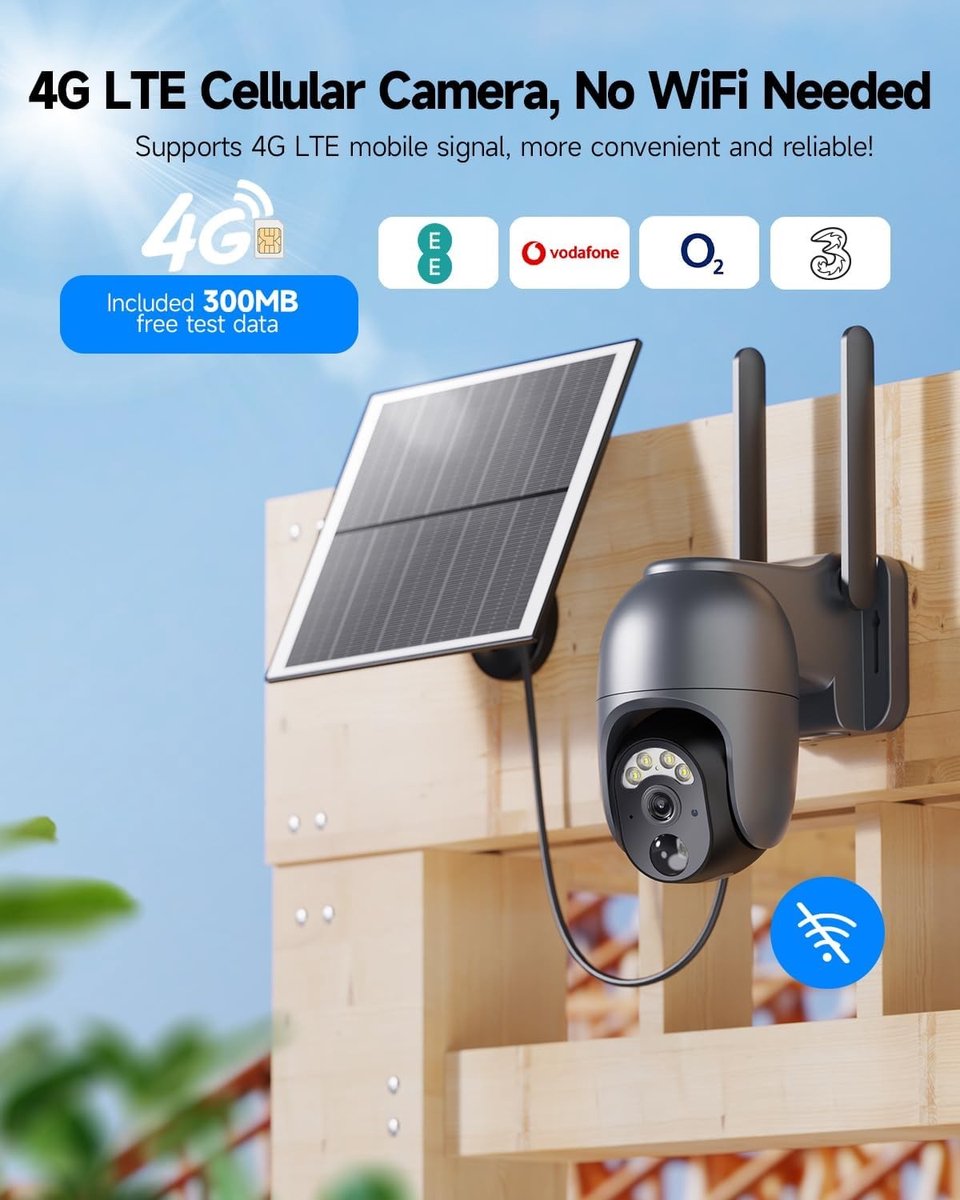 Bewakingscamera - Grijs - Draadloos - 2K Zonnecamera met Simkaart en 128 GB-kaart - Voor Buiten