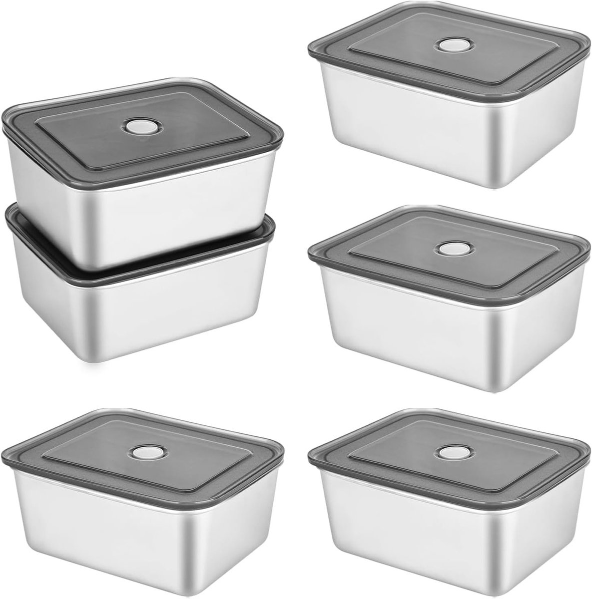 Voedselcontainers - Roestvrij Staal - 13,5 x 10,5 x 5,5 cm - Met Deksels en Luchtdicht - Voor Maaltijdprep en Picknicks