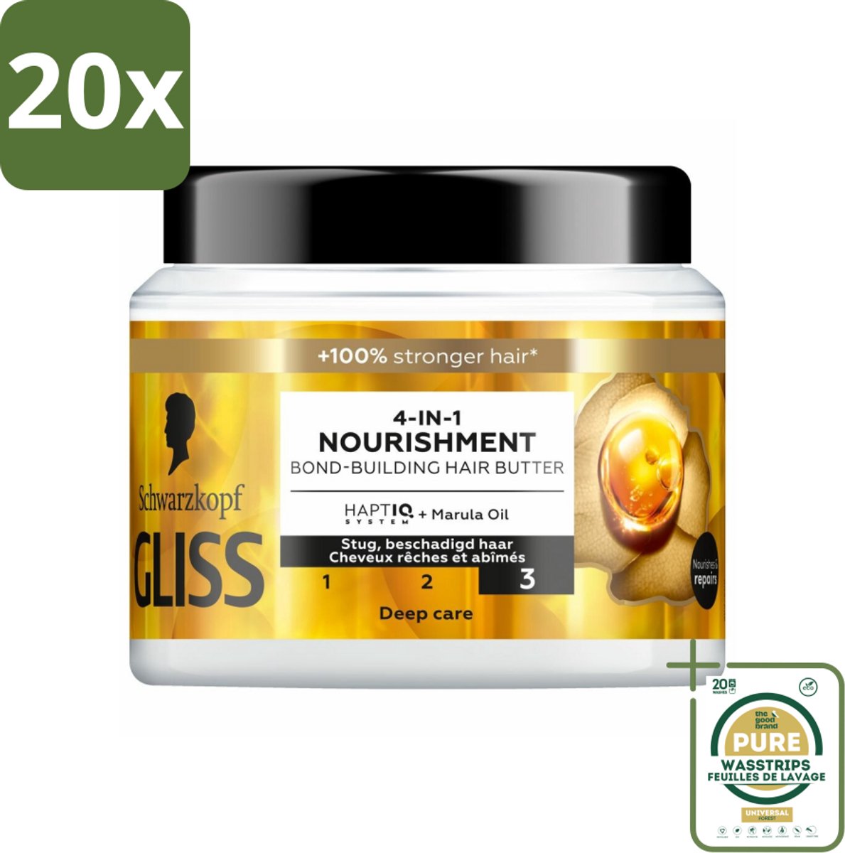 20 x Gliss - Haarmasker - 4in-1 Hair Butter - Voor Intensieve Herstelverzorging - 400 ml - Grootverpakking - Haarmasker - Haarherstel - Droog Haar - Beschadigd Haar - Haarverzorging