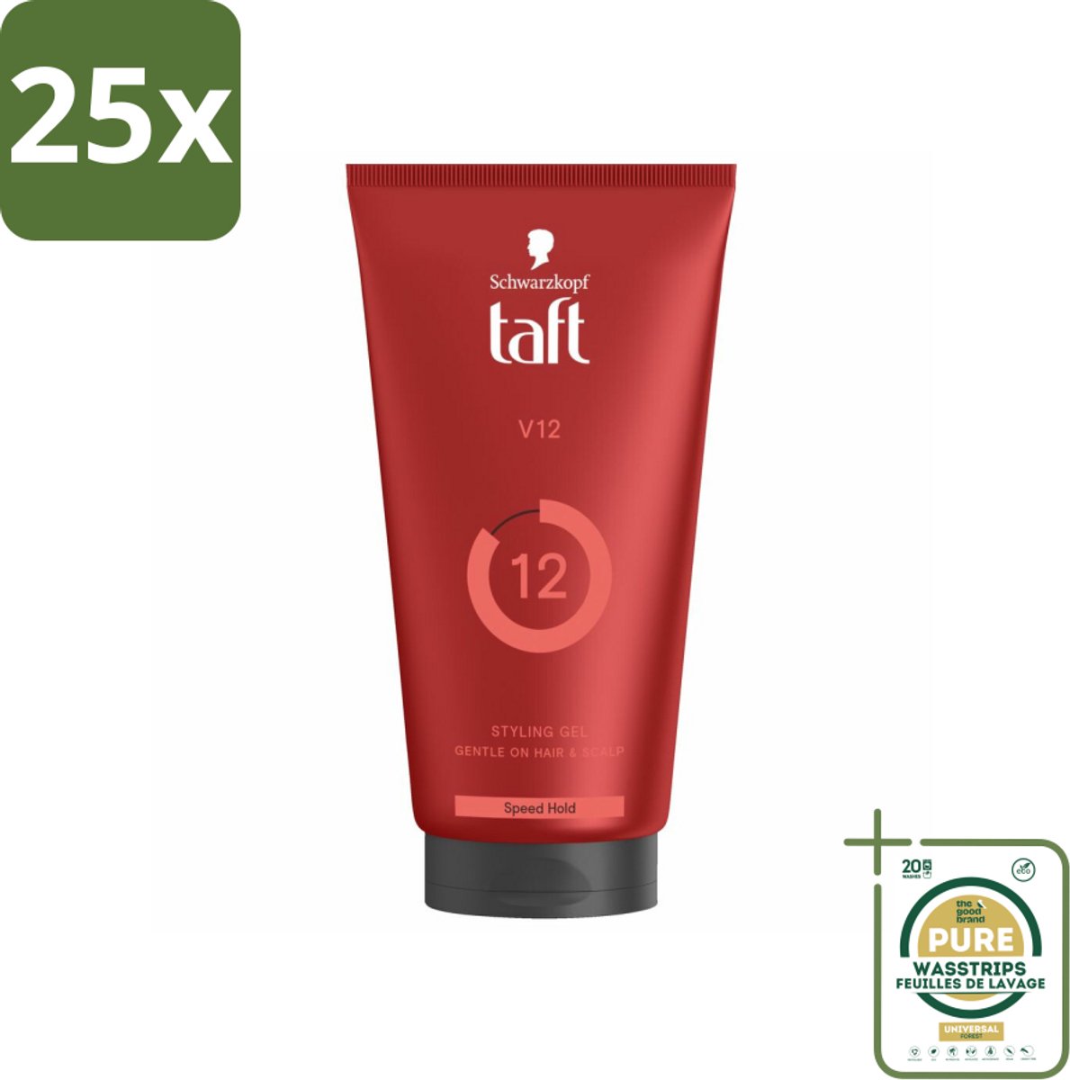 25 x Taft - V12 - Styling Gel - Turbo fixatie - 150 ml - Grootverpakking - Haartypen - Styling Gel - Turbo Fixatie - Snel Drogen - Krachtige Hold