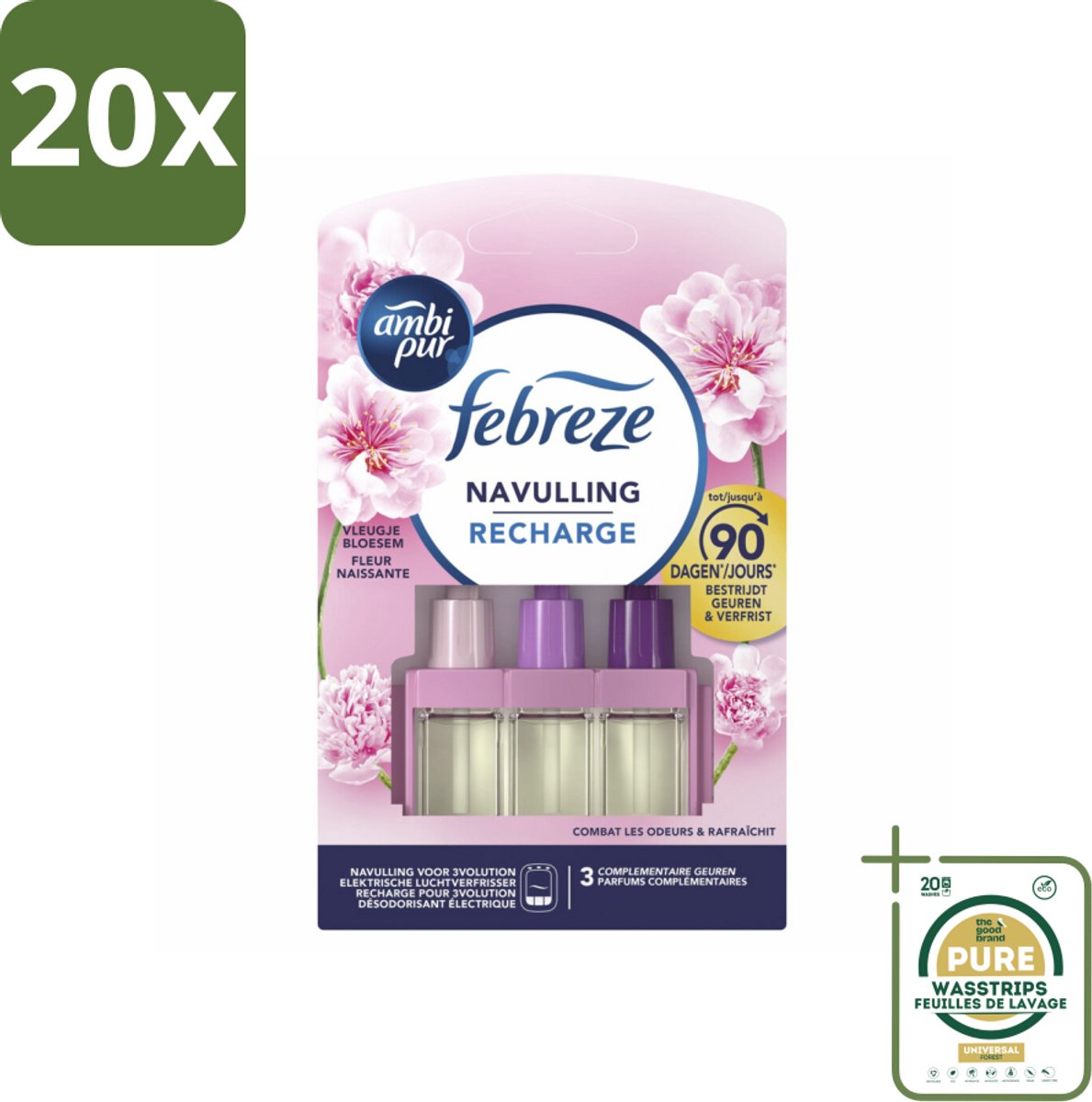 20 x Ambi Pur - 3Volution - Navulling - Vleugje Bloesem - 20 ml - Grootverpakking - Geurverspreider - Geur - Frisheid - Bloemige Geur - Geurwisseling