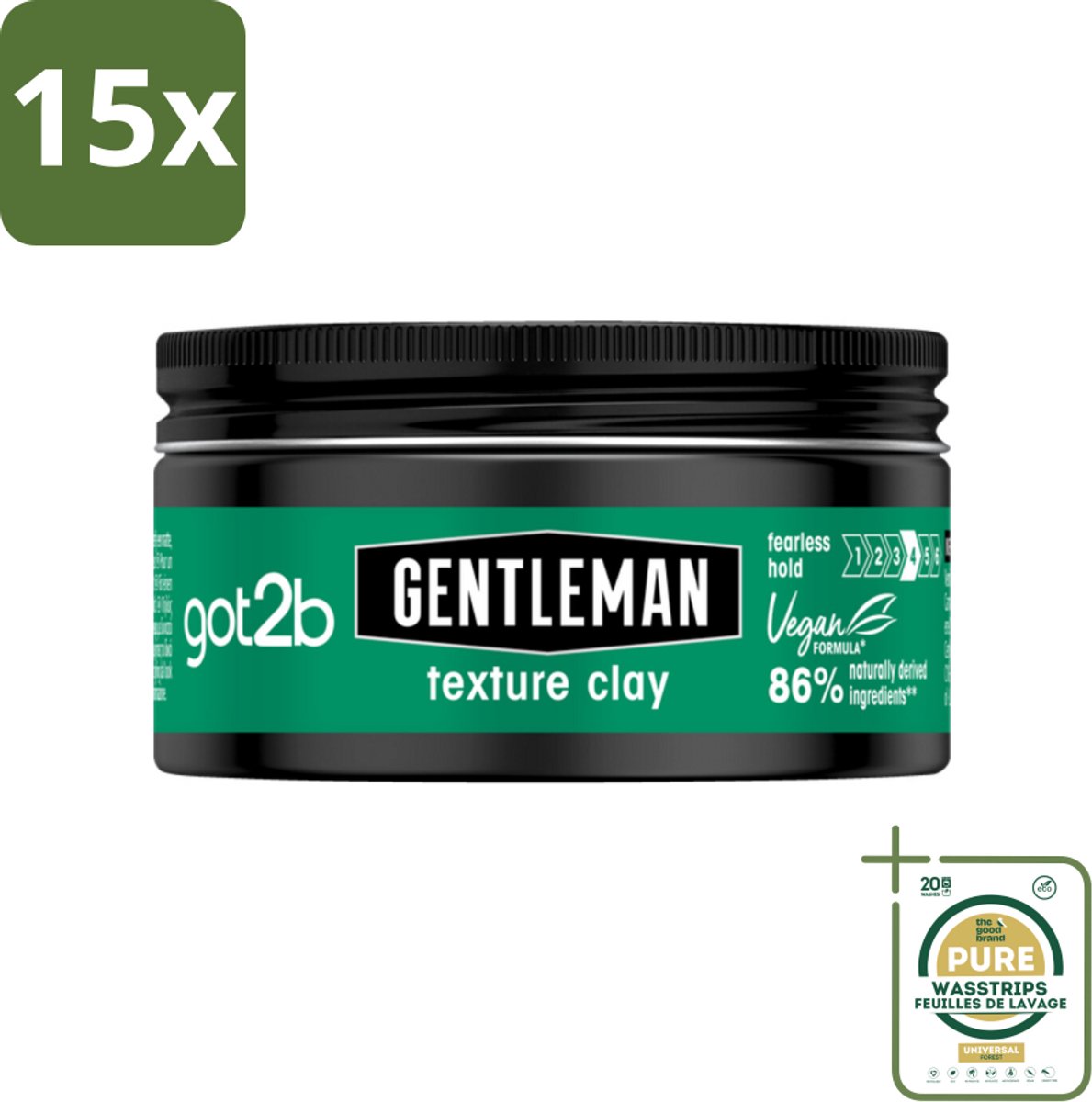 15 x Got2B - Texture Clay - Gentleman - 100 ml - Grootverpakking - Gentleman Texture Clay - Haar Textuur - Matte Finish - Stijlvol Haar - Natuurlijke Look