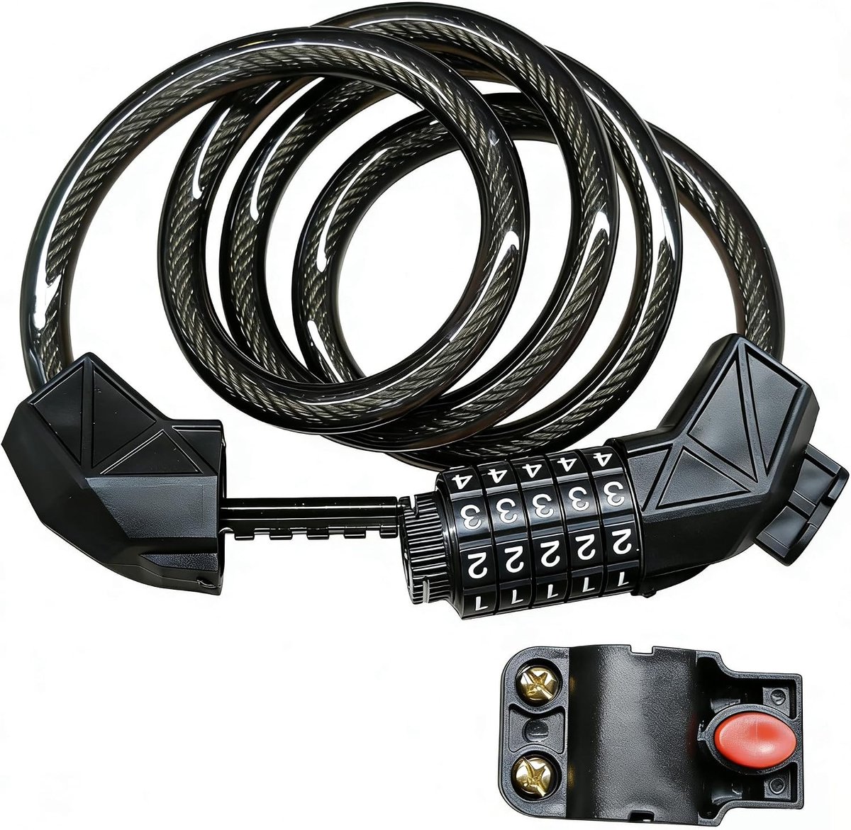Fietsslot - Zwart - 120 cm - 5-cijferig Combinatieslot met Inklapbare Spiraalkabel - Voor Fiets en Scooter