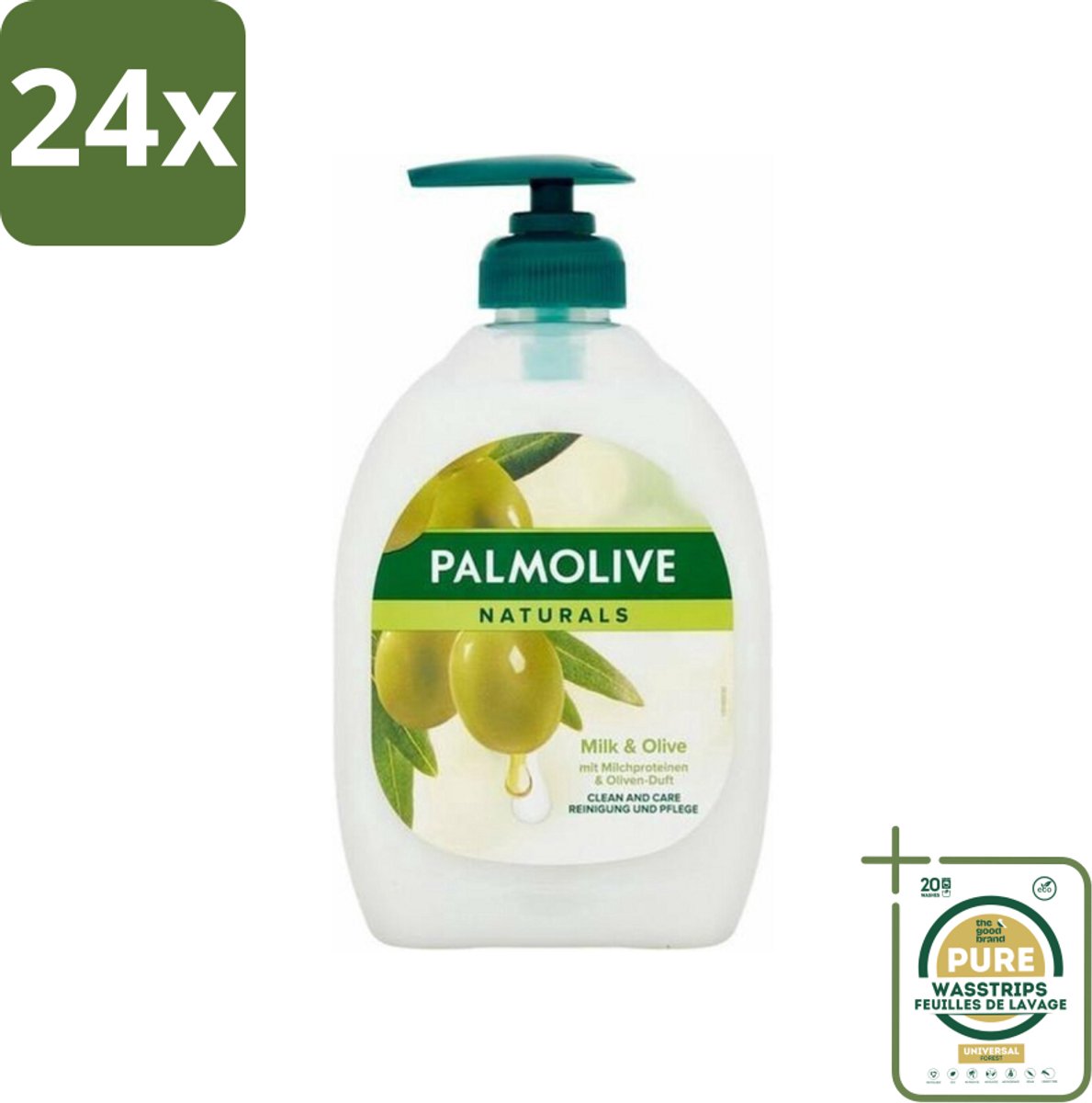 Palmolive - Milk & Olive - Handzeep Met Pomp - Verzorgend & Mild - 500 ml - Voordeelverpakking - 24 stuks - Olijf - Natuurlijke ingrediënten