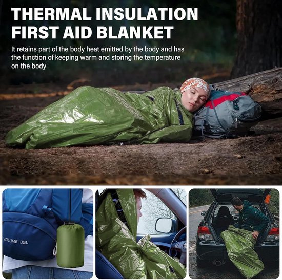 Bivvy-tas, ultralichte noodslaapzak: 3 stuks nooddeken, waterdicht, EHBO-reddingsdekens, survival noodslaapzak - ShopVlot — afbeelding 4