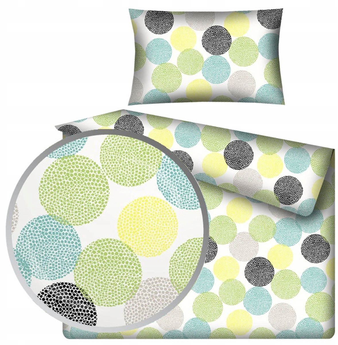 Kinderbeddengoed 100x135 cm met gele en groene cirkels