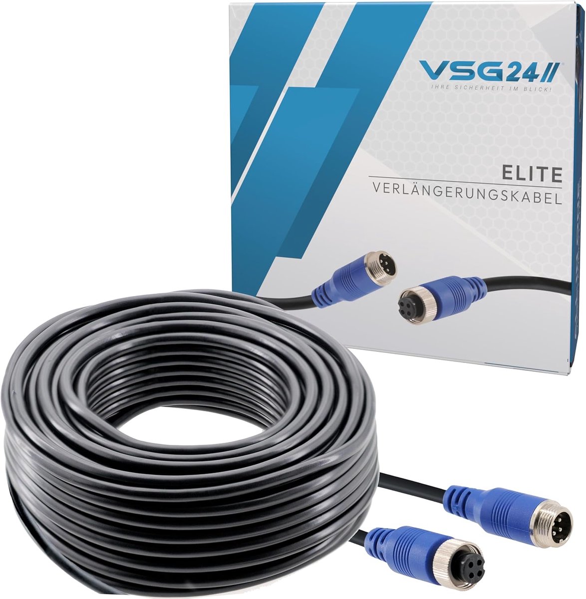 VSG Rear view camera extension cable with 4-pin for all WT 5 & 7 reversing systems and cameras, various lengths - ShopVlot