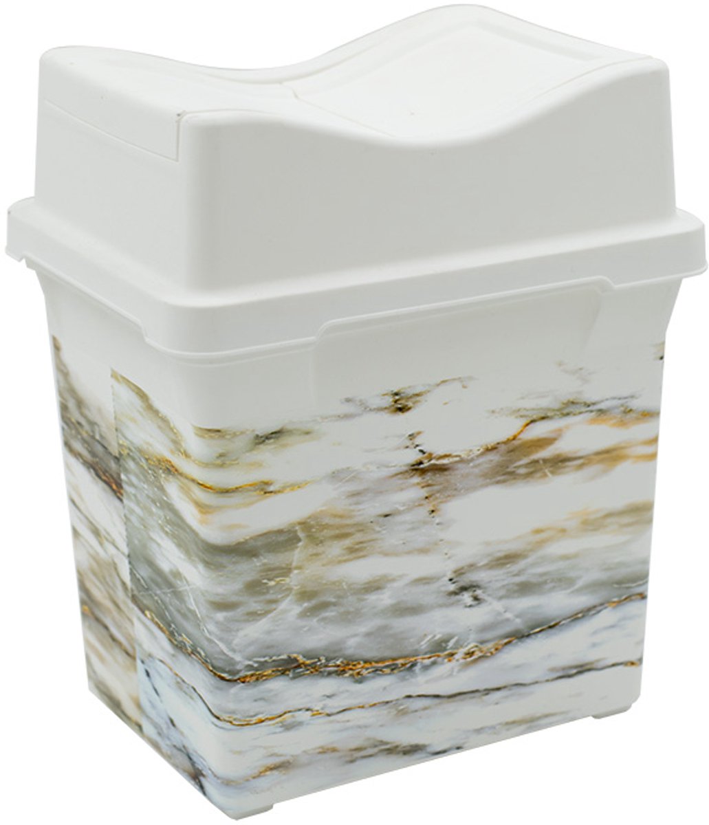 Stijlvolle Afvalbak 5L Wit met Marmerlook - Elegant Design