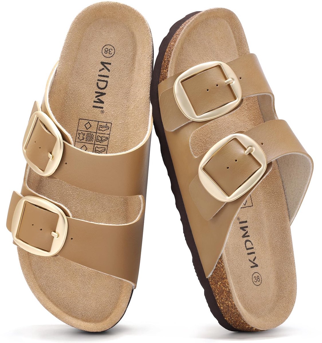 Homaxy - Unisex Sandalens –PU bovenkant schoenen – Dames Slippers - Met kurken zool slippers – Houten sandalens – – Mokakleur - 41- Geschikt voor een voetlengte van 26 cm