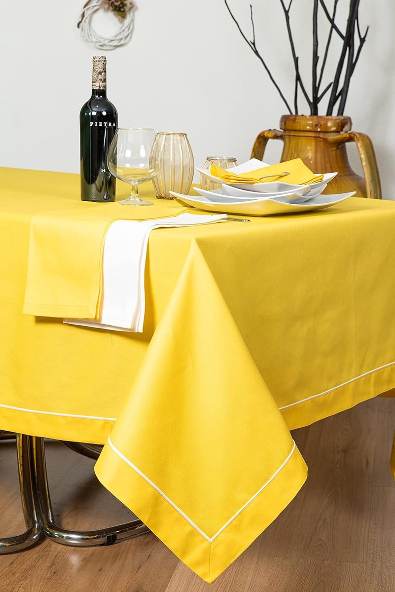 Tafellaken rechthoekig 170 x 270 - 100% katoen - ribbelrand - geschikt voor 12 personen - ShopVlot