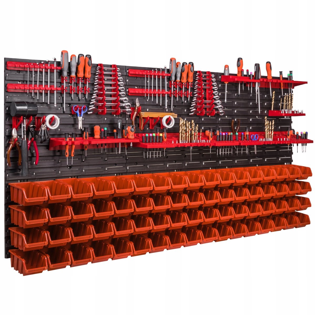 Gereedschapswand 172x78cm met 68 bakjes, wandrek voor garage