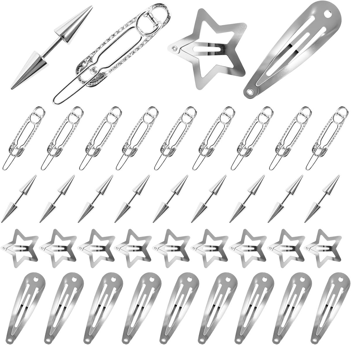 Haarklemmen Gothic 40st - Stalen Puntjes - Metallic Afwerking - Stoere Twist voor je Kapsel - ShopVlot