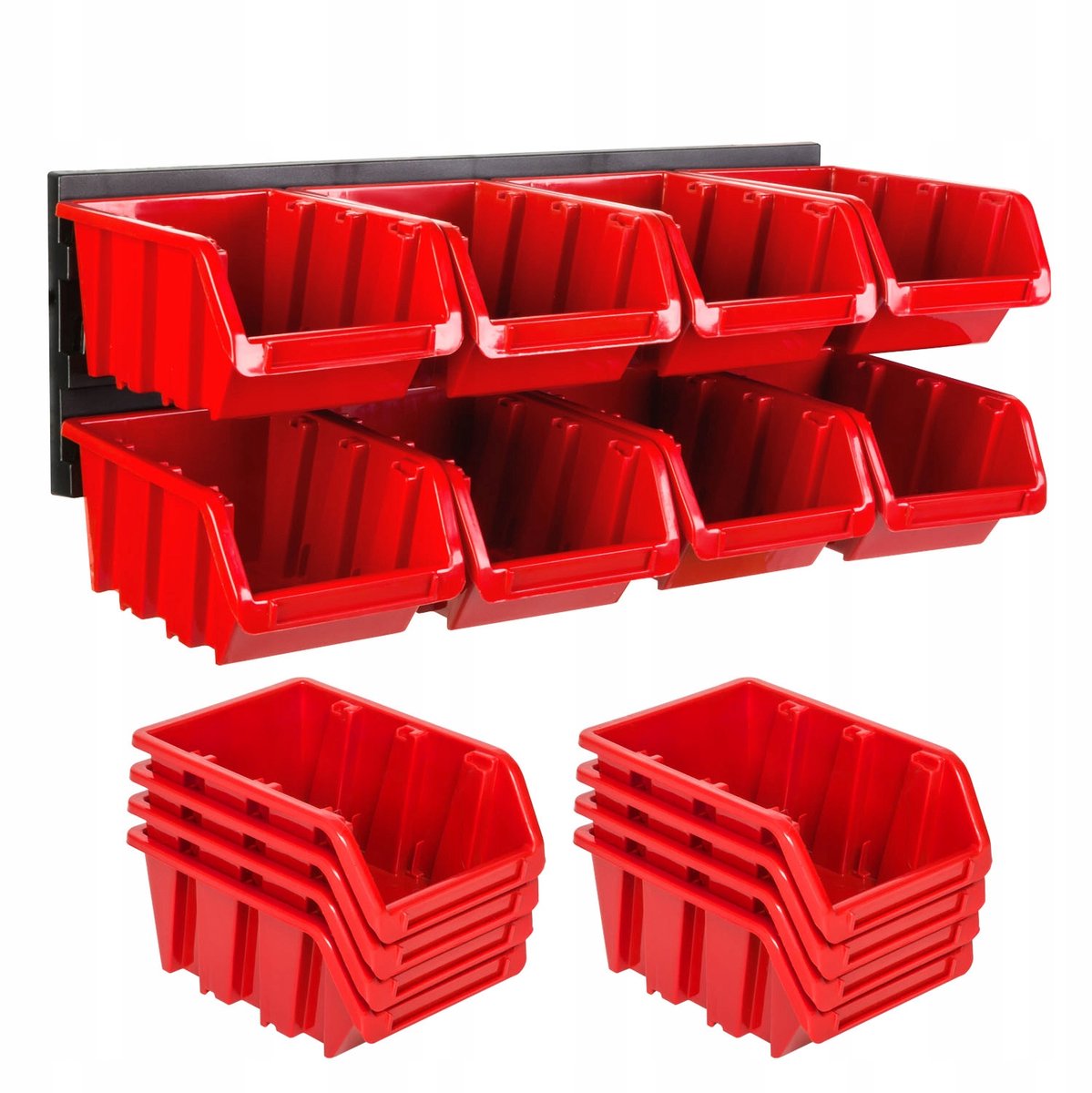 Merkloze Gereedschapswand 39x13 cm met 8 Rode Bakjes
