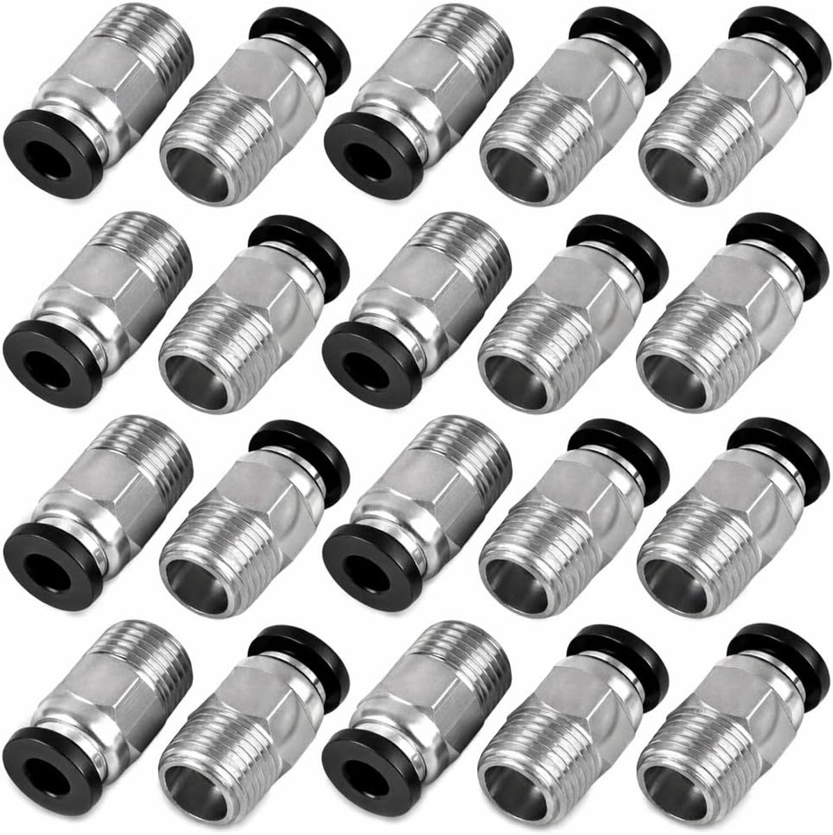 Pneumatische connectorfittingen 20 stuks - PC4-M10 rechte mannelijke - snelle aansluiting - compatibel met 3D-printers - ShopVlot
