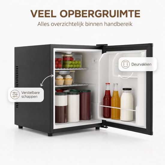 Celestul Mini Koelkast 44L - Koelkast met Vriesvak - Stille Minibar 41 dB - Compacte Koelkast voor Slaapkamer, Kantoor & Studentenkamer - Zwart — afbeelding 3
