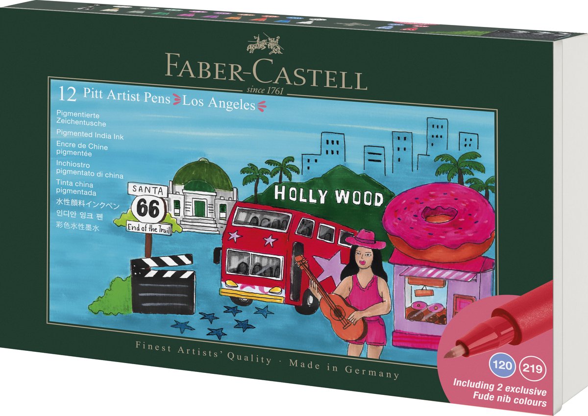 Faber Castell Tekenstift - Pitt Artist Pen Brush - set 12 stuks Los Angeles - FC-267180