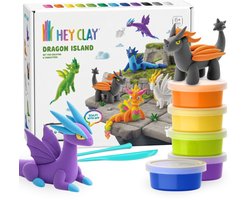 Hey Clay Draken Eiland Boetseerklei om mee te spelen + accessoires, klei, 15 kleuren