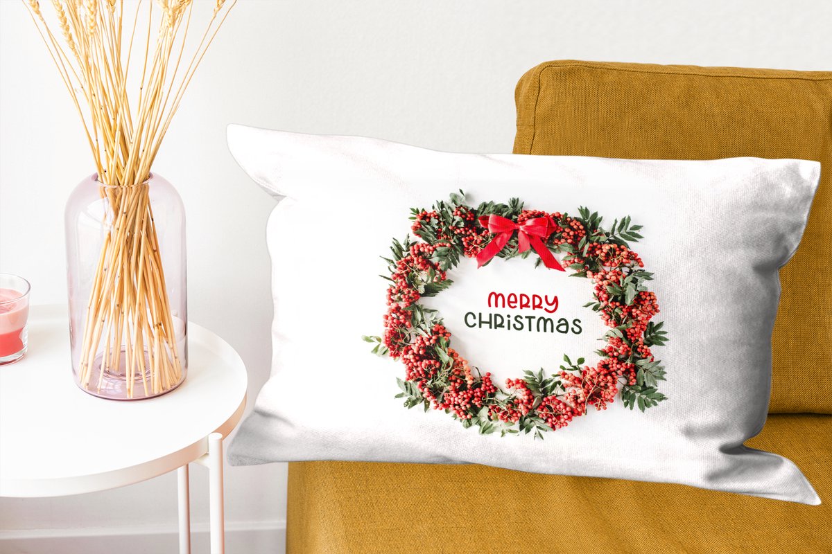 Sierkussens - Kussentjes Woonkamer - 60x40 cm - Winter - Mistletoe - Kerstkrans - Kerstversiering - Kerstdecoratie voor binnen - Woonkamer – foto 8