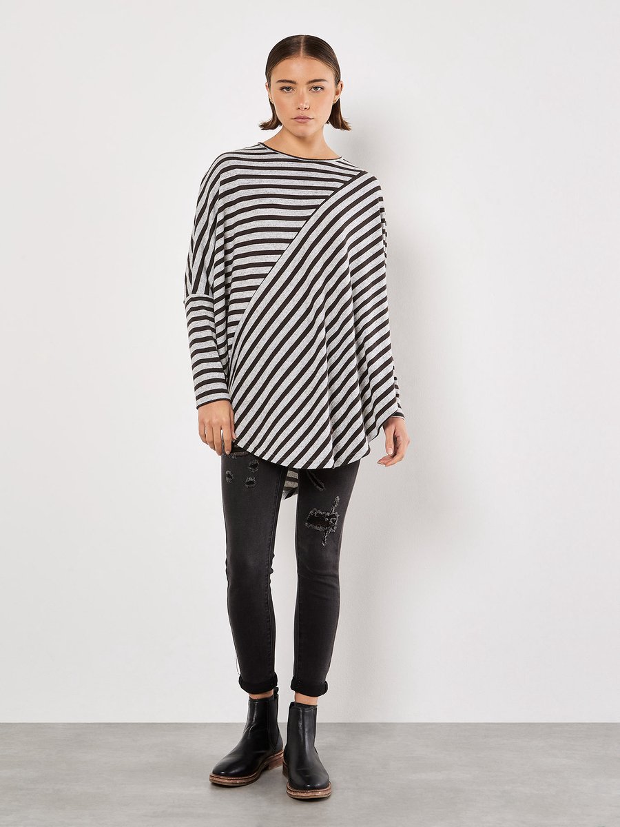 Jersey top met asymmetrische strepen
