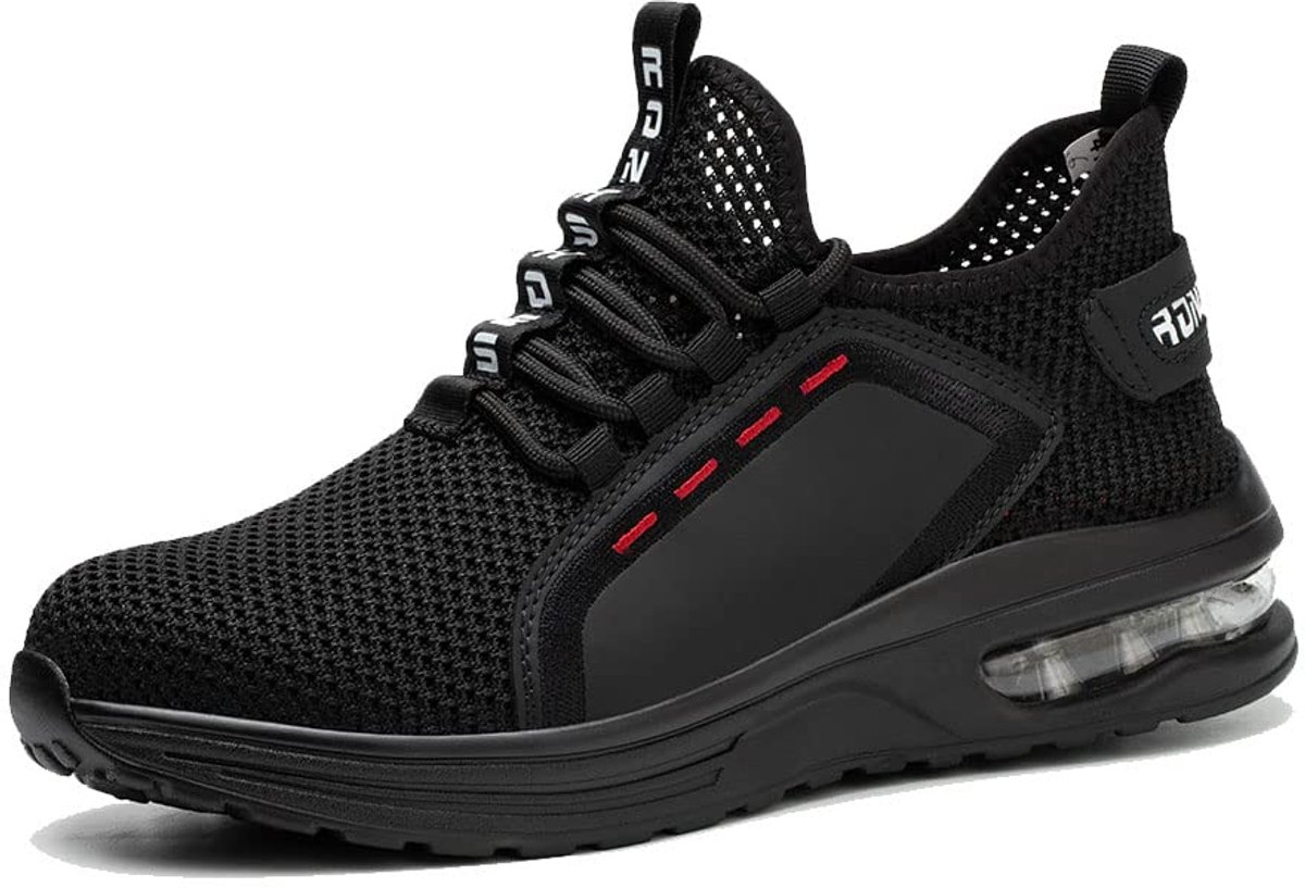 Rona Shoes Werkschoenen Veiligheidsschoenen Lichte Heren Dames Comfortabel Sportieve Stalen Neus Luna Black EU 36 - ShopVlot