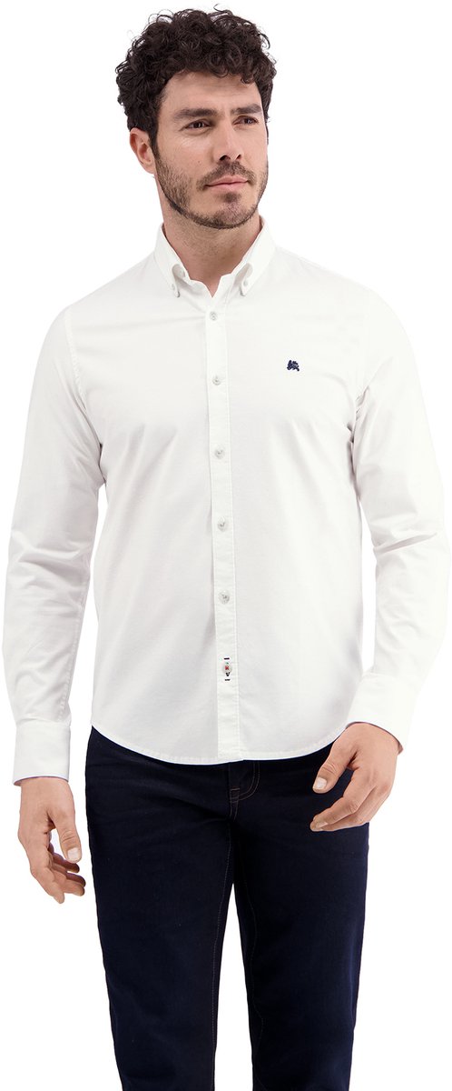 LERROS Herenhemd in Oxford-stijl van katoen met stretch , Maat: XXXL , Kleur: WHITE , 98% katoen, 2% elastaan