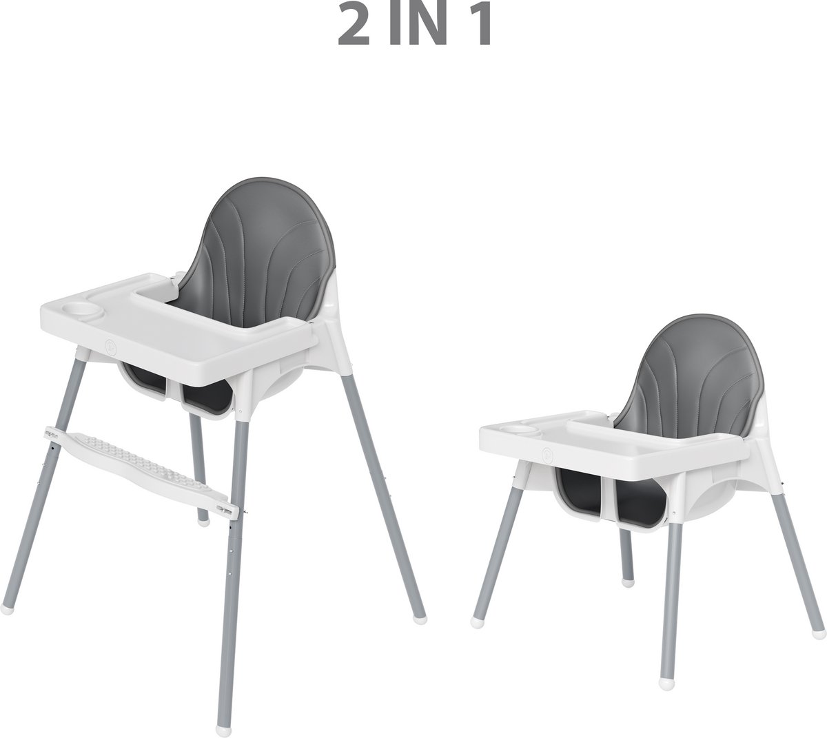 Liefjes & Co Kinderstoel - Eetstoel Baby – Inclusief Kussen – Verstelbare Baby Eetstoel – 2 in 1 & Peuterstoel – Wit – foto 5