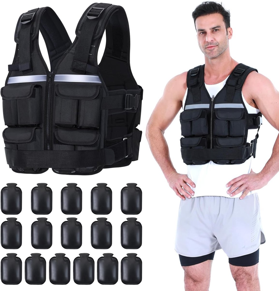 Gewichtsvest - Zwart - Verstelbaar en Gewogen - Ideaal voor Training en Workout
