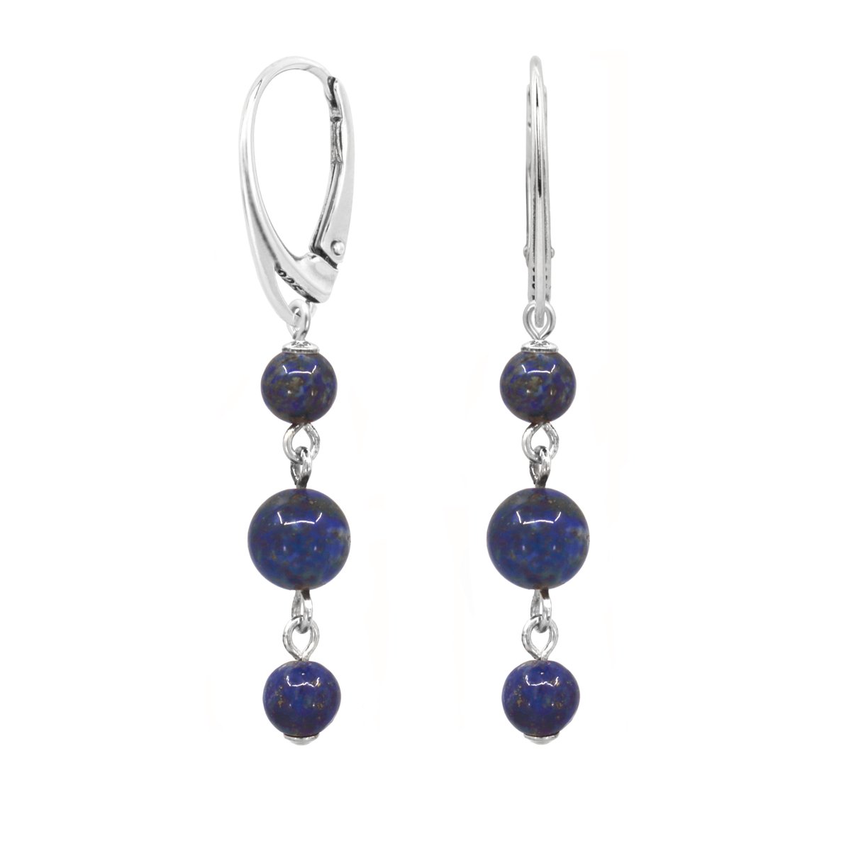 ARLIZI 2514 Oorbellen lapis lazuli kralen oorhangers - sterling zilver - 5 cm