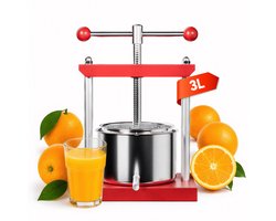 Handmatige fruitpers - 3L - RVS persmand - Rode basis