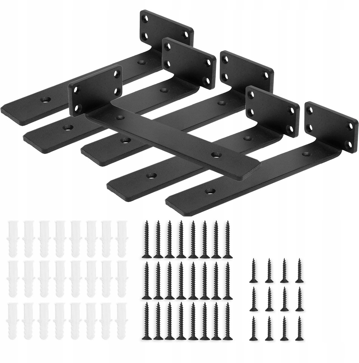L-vormige Plankdragers Zwart 20cm - 6 Stuks - Industrieel Design