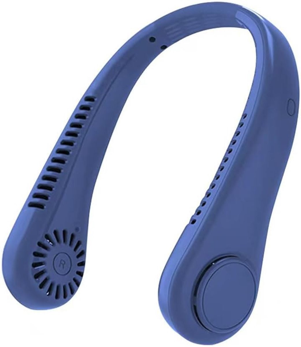 Krachtige USB Draagbare Ventilator - Mini Nek Fan - Draagbare Nek Ventilator - Met Koeling - 3 Standen - Gezichtsventilator - Handventilator - Bladloze ventilator - Draagbare ventilator klein - Hoofd Ventilator - Blauw