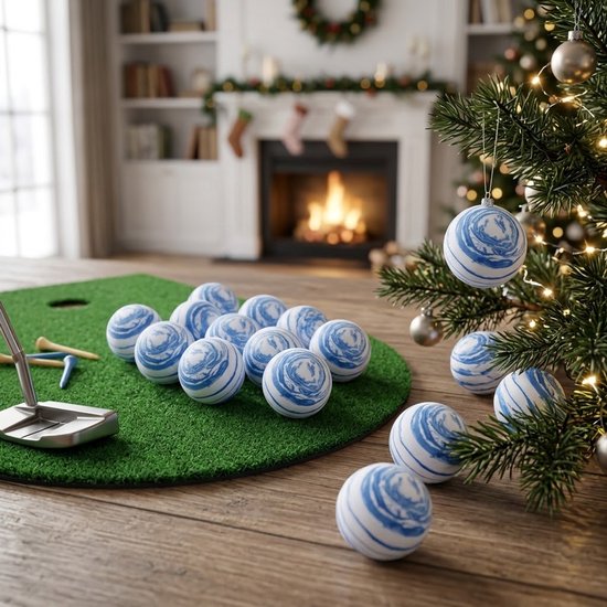 Wit blauwe golf oefen ballen set van 16 voor heren en dames – 42 mm schuim golfballen – zachte golf trainings ballen voor binnen en buiten – golf trainings materiaal — afbeelding 2