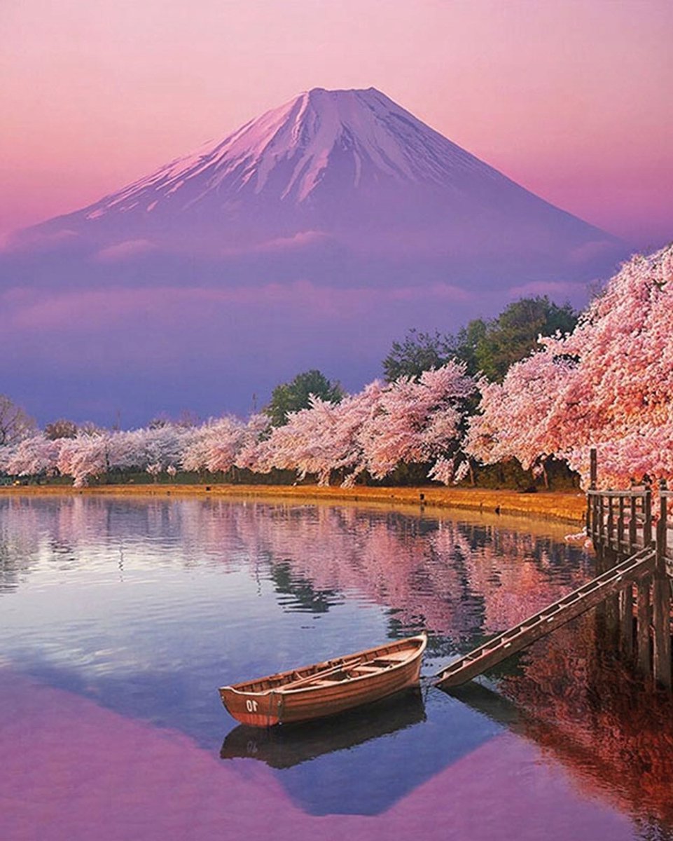 Merkloos Diamond Painting Kit 5D Mount Fuji 40x50 cm met lijst