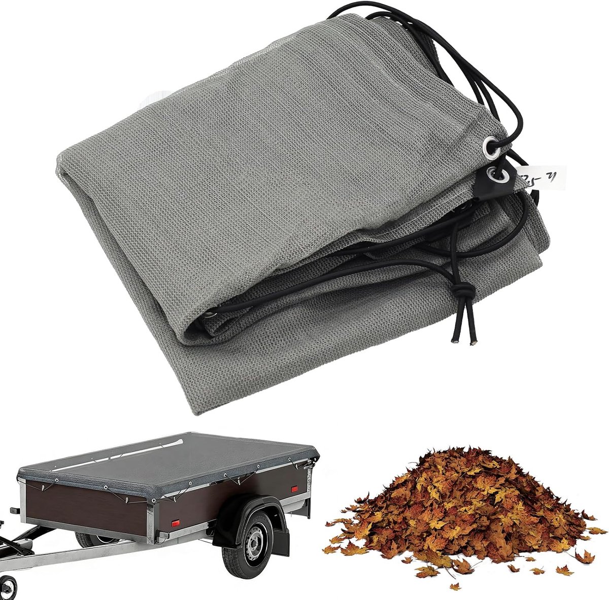 Cargo net 1.5 x 2.5 m fine mesh with 6 mm elastic straps and reinforced edges for trailer pickup van,grey - ShopVlot