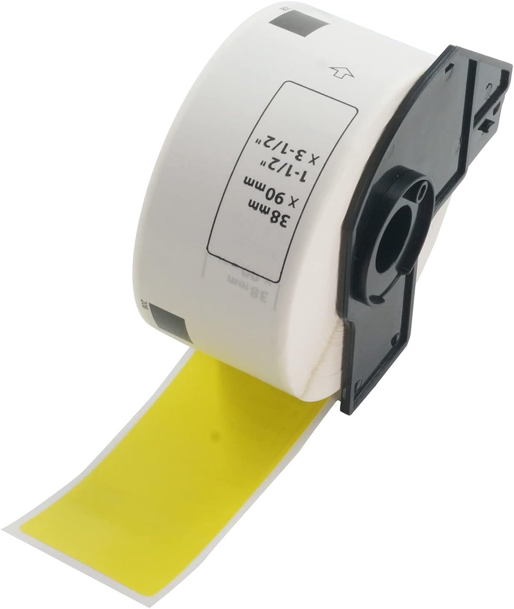 BETCKEY - Colorful labels, compatible with Brother DK 11208, 38 x 90 mm, 400 thermal paper labels, white - ShopVlot